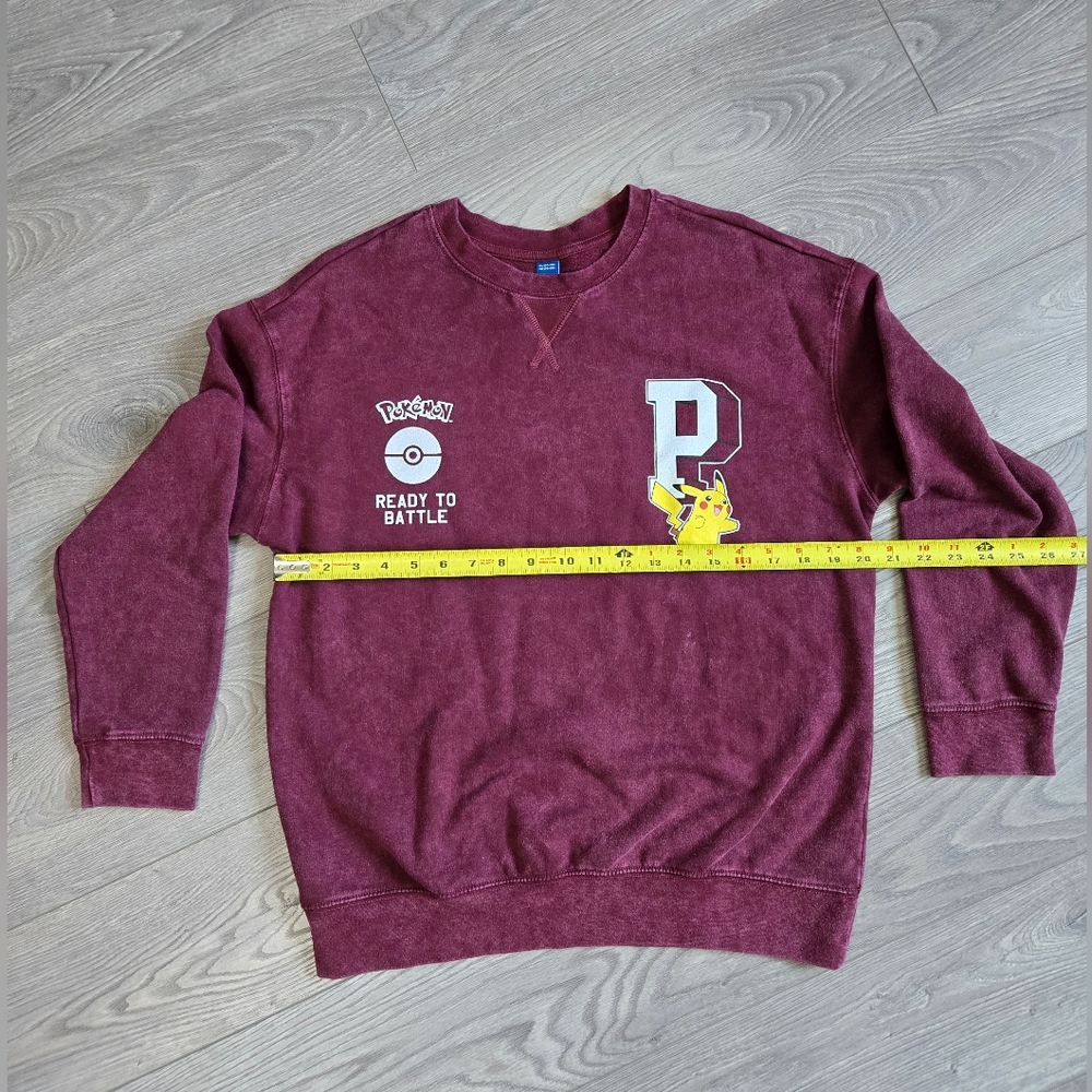 Old Navy Burgundy Crewneck Sweater with Pikachu Graphic